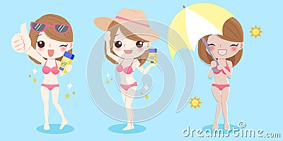 Woman with sunscreen Vector Illustration