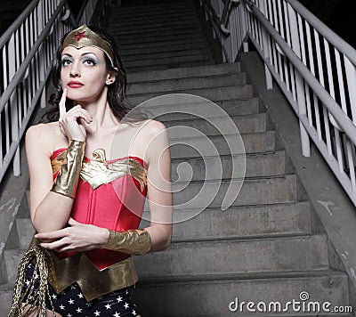 Woman in a superhero costume Stock Photo