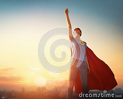 Woman in superhero costume Stock Photo