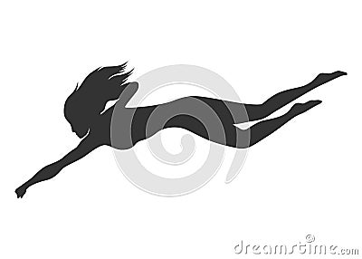Woman superhero silhouette. Business woman revealed as super hero. Female power concept isolated on white background Vector Illustration