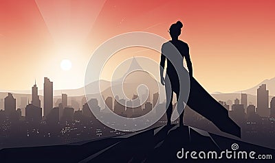 Woman with superhuman abilities gazing at cityscape Creating using generative AI tools Stock Photo