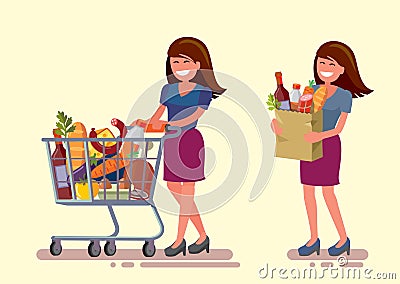 Woman in supermarket Vector Illustration