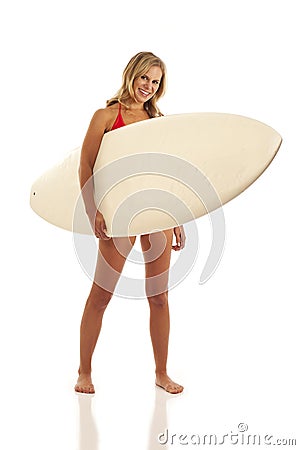Woman with surfboard Stock Photo
