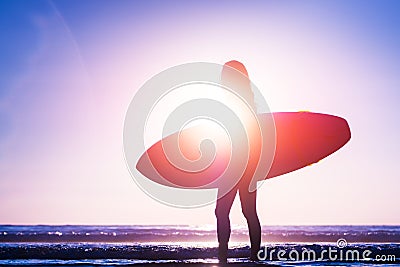Woman with surfboard Stock Photo