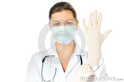 Woman surgeon preparing for surgery Stock Photo