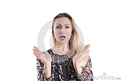 Woman surprise portrait shock, adult, cute, one, emotion Stock Photo