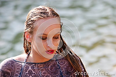 Woman swimmer Stock Photo