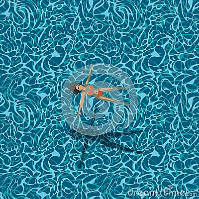 Woman in swimming pool, seamless pattern Vector Illustration