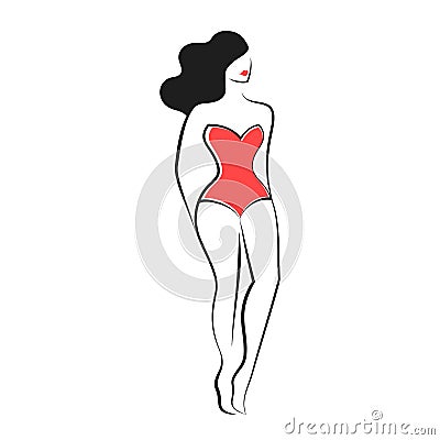 Woman in a swimsuit or lingerie Vector Illustration