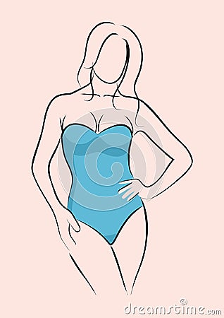 Woman In Swimsuit Vector Illustration