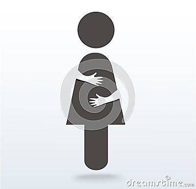 woman symbol icon with hands hugging vector Vector Illustration