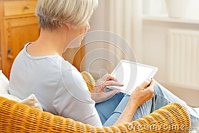 Woman tablet computer blank screen Stock Photo