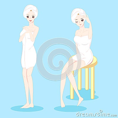 Woman take bath Vector Illustration