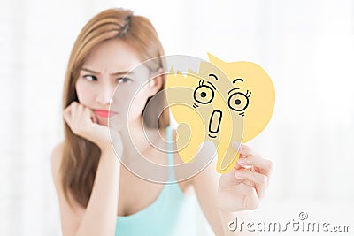 Woman take decay tooth Stock Photo