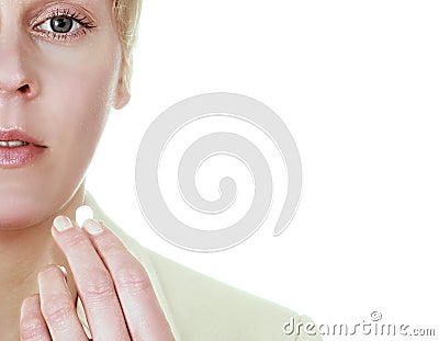 Woman taking contraceptive pills stock photo Stock Photo