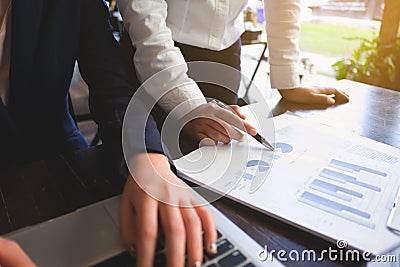 Woman talking with colleague about new startup project.Business people brainstorming concept Stock Photo