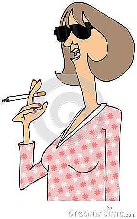 Woman talking while holding a cigarette Stock Photo