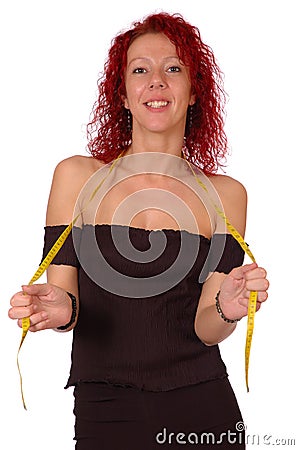 Woman with tape measure Stock Photo