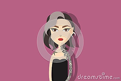 Woman with tatoos Vector Illustration