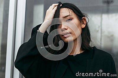 Woman Teenager Portrait Hipster Style Concept Stock Photo