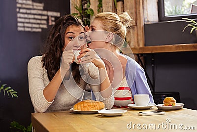 Woman telling secret to her friend Stock Photo