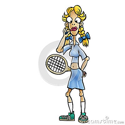 Woman tennis player Cartoon Illustration