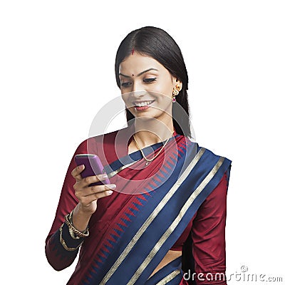 Woman text messaging on a mobile phone Stock Photo