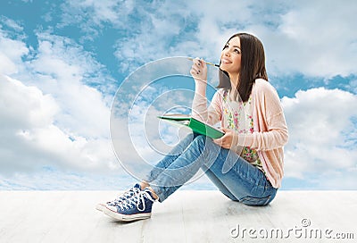 Woman thinking inspiration, write idea, Artist Creativyty Stock Photo