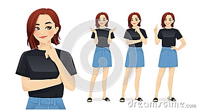 Woman thinking making idea Vector Illustration