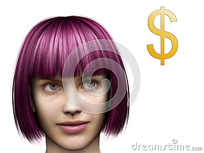 Woman thinking about money Stock Photo