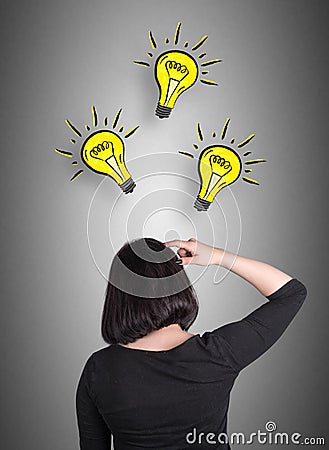 Woman thinking about new ideas Stock Photo