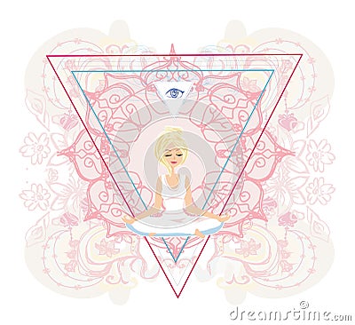 Woman with third eye, psychic supernatural senses Vector Illustration