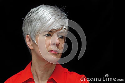 Woman with thoughtful expression Stock Photo