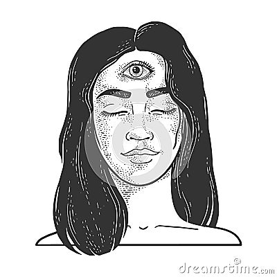 Woman with three eyes sketch vector illustration Vector Illustration