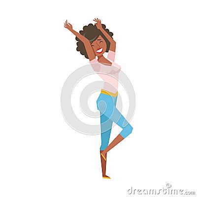 Woman In Tight Leggings Dancing, Part Of Funny Drunk People Having Fun At The Party Series Vector Illustration