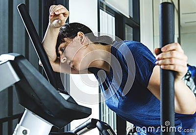 Woman tired after a hard workout Stock Photo