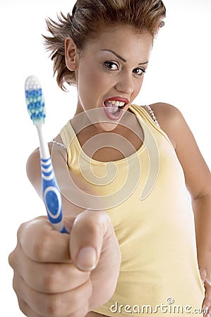 Woman with tooth brush Stock Photo