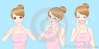 Woman with tooth whiten cocncept Vector Illustration