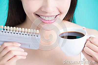 Woman with tooth whiten Stock Photo