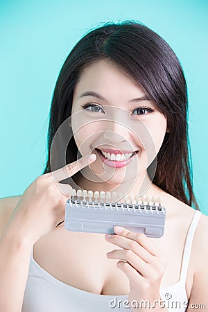 Woman with tooth whiten Stock Photo