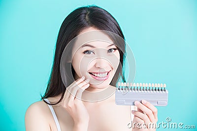 Woman with tooth whiten Stock Photo