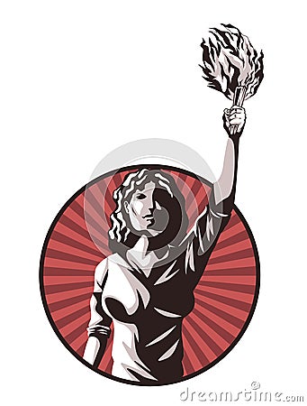 woman with torch Vector Illustration
