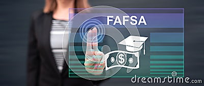 Woman touching a fafsa concept Stock Photo