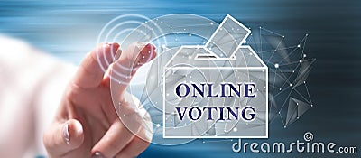 Woman touching an online voting concept Stock Photo