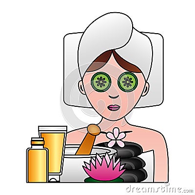 Woman with towel spa Vector Illustration