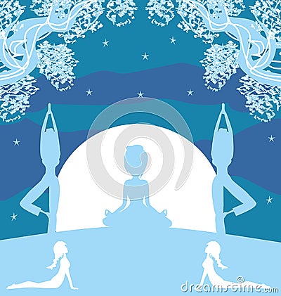 Woman in a traditional yoga pose Vector Illustration