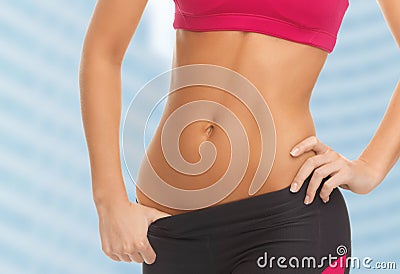 Woman trained abs Stock Photo