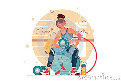 Woman training in gym Vector Illustration