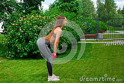 Woman training in the park Stock Photo