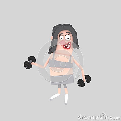 Woman training Cartoon Illustration